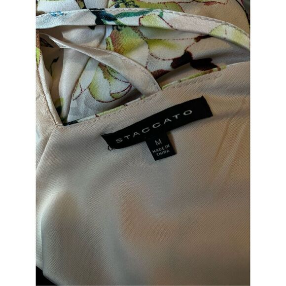 Staccato pastel peach floral satiny v-neck hi-low tank/camisole top blouse M - Picture 11 of 13